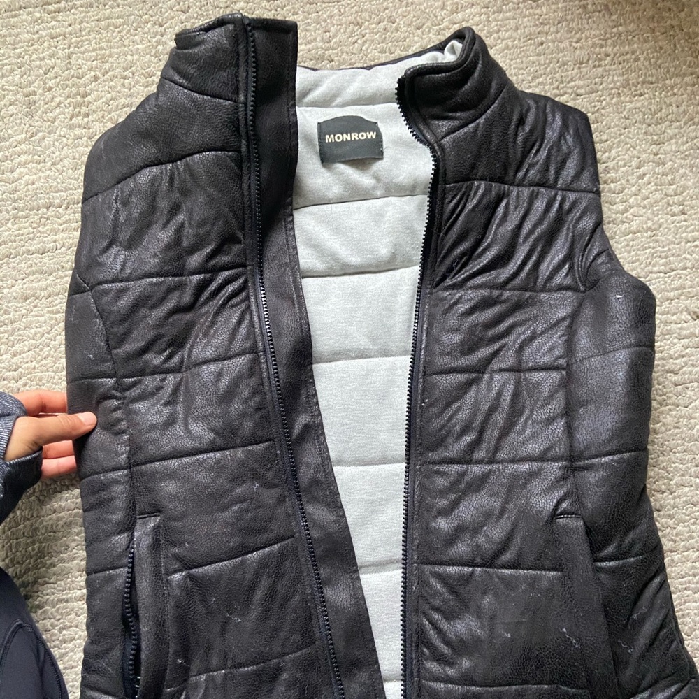 Monrow soft leather puffer vest